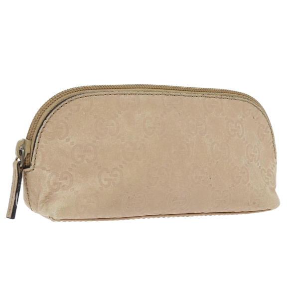 GUCCI GG Canvas Pouch Leather Outlet Beige Gold 272367 Auth 92704 - Picture 1 of 16